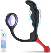 Spiral Plug Prostate Massager for Men with Ring, Banenu Silicone Cock Ring for Erection Sexual Pleasure Enhancing, Butt Plugs with Handle Stimulation Sex Toys for Men, Lubricant <25g>