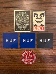 ASSORTED HUF X OBEY LOGO DECAL STICKERS LOT