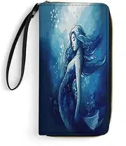 [BFGWK] Large Wallet Novelty Blue Printing Long Wallet With Zipper Leather Wallet Suitable For Both Men And Women, style, 19.7x10.5cm