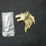 1x Right Bronze Wolf Head Metal Grille Emblem Badge Motors Car Auto Engine Turbo (for: Chrysler)