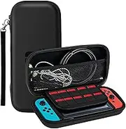 Carry Case Compatible with Nintendo Switch and Console and Switch OLED - Protective Hard Portable Travel Carry Case Shell Pouch with Pockets for Accessories and Games and More, Black, Bag Organiser
