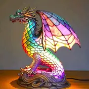 Flat Metal Tabletop Decoration And Home Decoration Animals Table Lamp Series Dragon 15cm