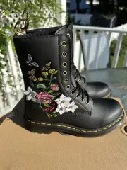 DR. MARTENS 1490 FLORAL BLOOM LEATHER MID-CALF BOOTS Size Women’s 7