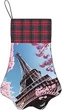 YANYU Oil Painting Paris Eiffel Tower Print 17in Christmas Pet Paw Stockings Xmas Stockings for Dogs Cats Christmas Pet Gifts