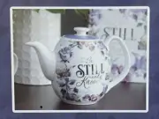 “Be Still” psalm 46:10 Ceramic Teapot Set… New In Box Holds 32oz