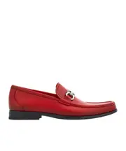 Gancini buttoned loafers 11,7,9,6.5,7.5 Flame Red