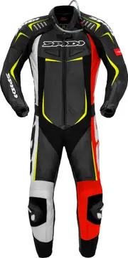 Spidi Track Wind Pro, leather suit 1pcs. , color: Black/White/Red/Neon-Yellow , size: 50