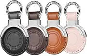 Woyinger Genuine Leather All-in Package for Airtag Holder Designed for Apple for Airtags Keychains.Compact Design with Key Rings for Added Convenience and Protective Casing for Airtag (Multicolor