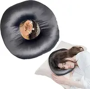 GCHC-CYL Ear Piercing Pillow for Side Sleepers，Donut Pillow with Ear Hole Ear Covers for Sleeping ，Pillow with arm Hole，Ear Guard Pillow for Ear Pain Ear Pressure (Gray- Silky Satin)