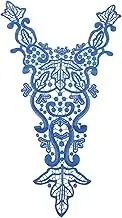 uxcell Bodice Lace Applique, 23.6 x 13.8 Inch Embroidery Lace Applique Neckline Sew on Patches Edge for DIY Sewing Crafts Clothing Wedding Dress Decoration, Blue
