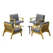 Livsip Outdoor Lounge Set 5PCS Patio Furniture Sets 70cm White Coffee Side Table