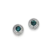 14k White Gold Blue u0026 White Real Diamond Earrings