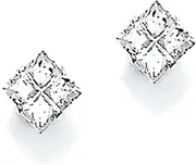 [JewelryWeb] 925 Sterling Silver 6mm Square CZ Simulated Diamond Stud Earrings-Stud Earring for Women