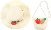 [SHERCHPRY] 1 Set Creative Kids Sun-Shading Hat Pretty Kids Straw Handbag Sun Hat Kit Beige