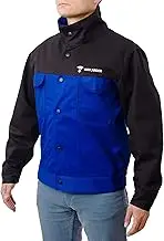 Waylander Flame Resistant FR Cotton Welding Jacket with Snap Button Front and Wrist Closures - Black/Blue