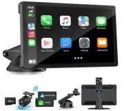 Wireless Carplay Screen for Car with 4K Dash Cam, 9" Portable Carplay 9 Inches