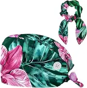 [YTYVAGT] Scrub Caps Women,Scrub Hats Suitable for Women,Floral Watercolor Pink Flower