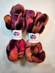 Cormo roving, wool top, 100 g, GARNET TWILIGHT