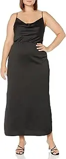 [Taylor] Dresses Women's Plus Size Drapped Slip Dress, Black, 20 Plus