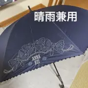ANNA SUI Butterfly Logo Embroidered Umbrella Navy UV 1st Class Sunshade