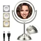 Makeup Mirror with Lights, 20X Magnifying Mirror with Light and 3 Colors, 8.5"