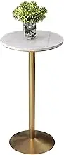 Round Bar Table, Tall Bistro Pub Table Cocktail Table Small Round Dining Table Coffee Table, Saving Space, Marble Top and Iron Base, Side End Table(Height 105cm/3.4ft)