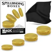 Deluxe SPELLBINDING BOXES + VANISHING CLOTH Nested Metal Coin Magic Trick Nest