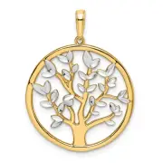 14k Yellow Gold and White Rhodium Diamond-cut Tree of Life Pendant 3.77gm