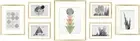 , Set of 7, Aluminum Photo Frame with Ivory Color Mat & Real Glass, Metal Wall P