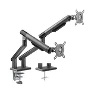 BRATECK Dual Monitor Premium Slim Aluminum Spring-Assisted Monitor Arm Fix Most 17'-32' Monitor Up to 9kg per screen VESA 75x75/100x100 Space Grey