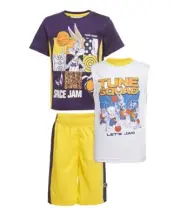 NWT Space Jam Boys Size 7 Tune Squad Bugs Bunny 3 Piece Shirt Tank Shorts Set