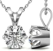 [Generic] Customize Jewel GIA/IGI 0.90 Carat Round Cut Natural Earth Mined Diamond Solitaire 6-Prong Crown Pendant In 14k White Yellow Rose Gold For Women,F-SI, Medium, Gemstone, natural diamond