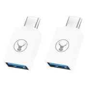 2x Bonelk 5Gbps USB-C to USB-A 3.0 Adapter/Connector For Laptop/Computer White