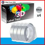 4-Silver Rolls Label Tape 3D Compatible Dymo Caption Maker (1741205) Label Maker