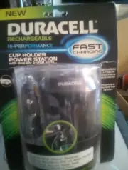 DURACELL RECHARGEABLE CUP HOLDER POWER STATION WITH DUAL 12V & USB PORTS New