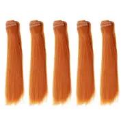 15cm Doll Hair Wefts, 5Pcs Straight Hair Doll Wigs, Orange