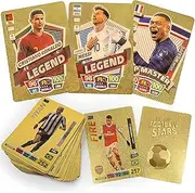 Football Stars Trading Cards Collection, 55 Cards Set, Gold Silver Black Editions, Soccer Legend (Golden)