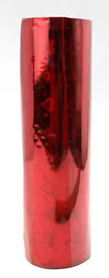 Red Foil Paper 7" Tall Shiny Tiny Hearts Silver Backside New