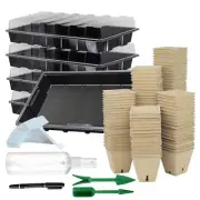 Seed Starter Kit 100 Peat Pots & 5 Trays with Labels & Tools Indoor Outdoor