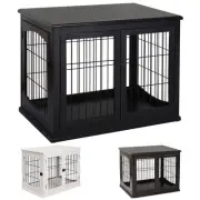 PawHut Dog Crate Side Table with Doors, Window, Puppy Cage for Small Dog