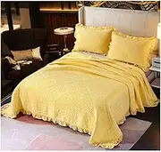 Yellow Quilt Sets King-106x92 Full/Queen-88x92 Lightweight Bedspread Summer Quilt Sets Soft Coverlet 3 Piece Quilted Bedding Sets,1 Quilt 2 Pillow Sham (Color : Yellow, Size : 224x234cm-88x92)
