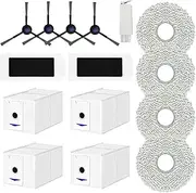 15 Pack Replacement Parts for Ecovacs Deebot T30 Omni T30 Pro Omni Vacuum Cleaner, 4 Dust Bags 4 Mop Pads 4 Side Brushes 2 HEPA Filters 1 Cleaning Brush