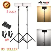 2 Set Viltrox L132T Bi-Color Dimmable LED Video Light With Light Stand & AC Adap