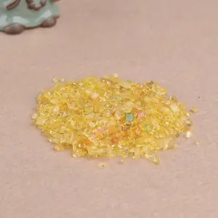 天然巴西黃水晶碎石 水晶消磁擺件 魚缸水晶枕供佛