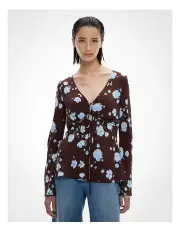 [Witchery] Tie Front Blouse in Dark Blossom