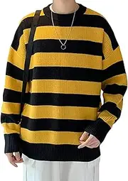 [Arssm] Women's Men Long Sleeve Striped Pullover Sweater Knitted Crewneck Oversized Sweater