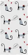 MASSIKOA French Cats Saying Bonjour Soft Bath Hand Towel for Salon, Gym, Spa or Restaurant