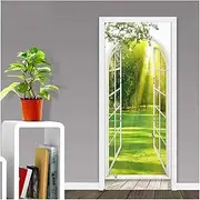 Door Stickers 3D Glass Window Door Exterior Scenery Door Sticker Nature Landscape Self-Adhesive PVC Decor Wallpaper Design Wall Decal (Color : N, Size : 77x200cm)