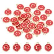Letter Charm, 30 Pcs Capital Initial Alphabet C Letter Charm for Bracelet, Red