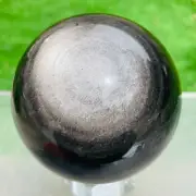 525g Natural Silver Obsidian Sphere Crystal Polishing Ball Specimen Healing